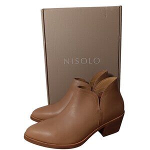 Nisolo NEW Mia Everyday Ankle Bootie Leather Almond Slip‎ On Shoe Women's Size 8